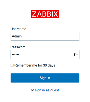 Zabbixのログイン画面