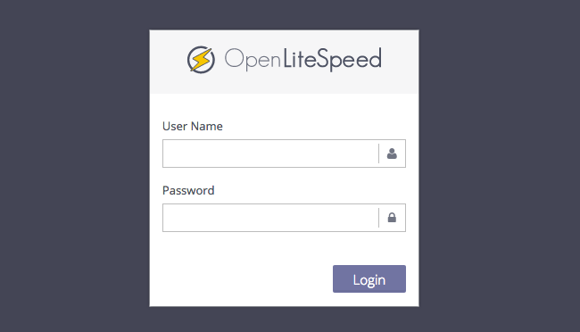 LiteSpeed Web Server の管理画面へのログインページ